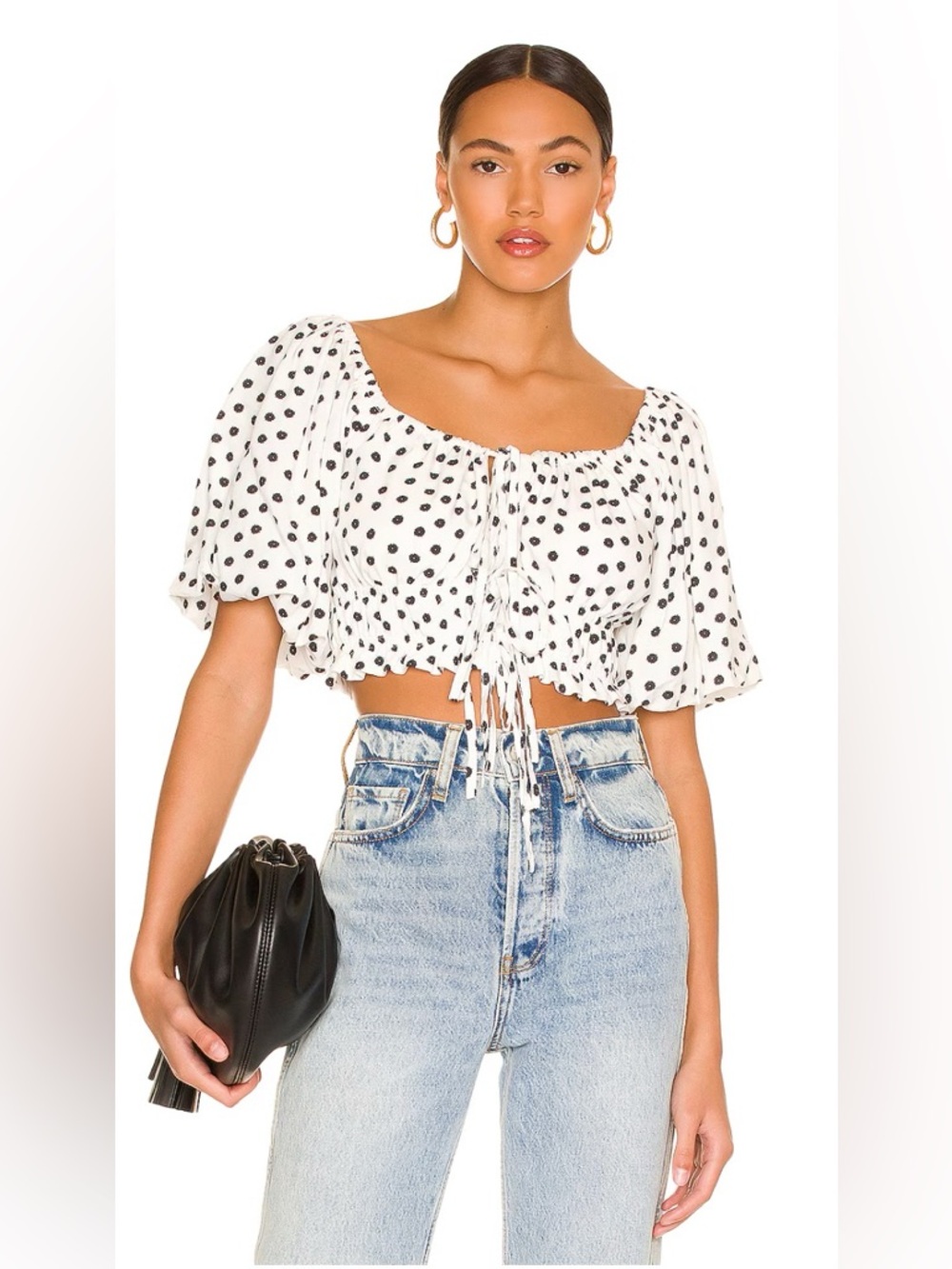 REVOLVE MINKPINK Tidal Top - Black/White Crop Top - Polka Dot Top